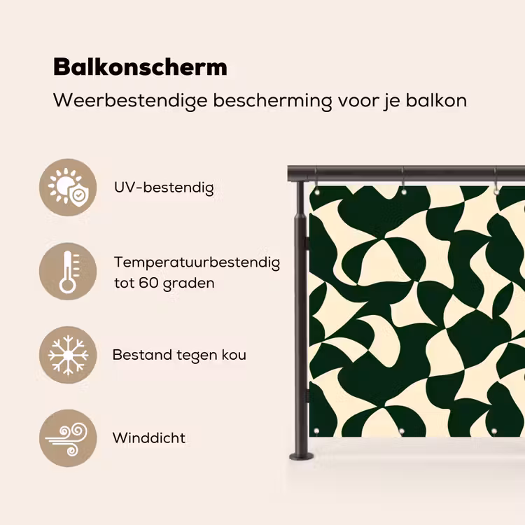 Balkonscherm - Groen - Organische vlakken - Crème — 3
