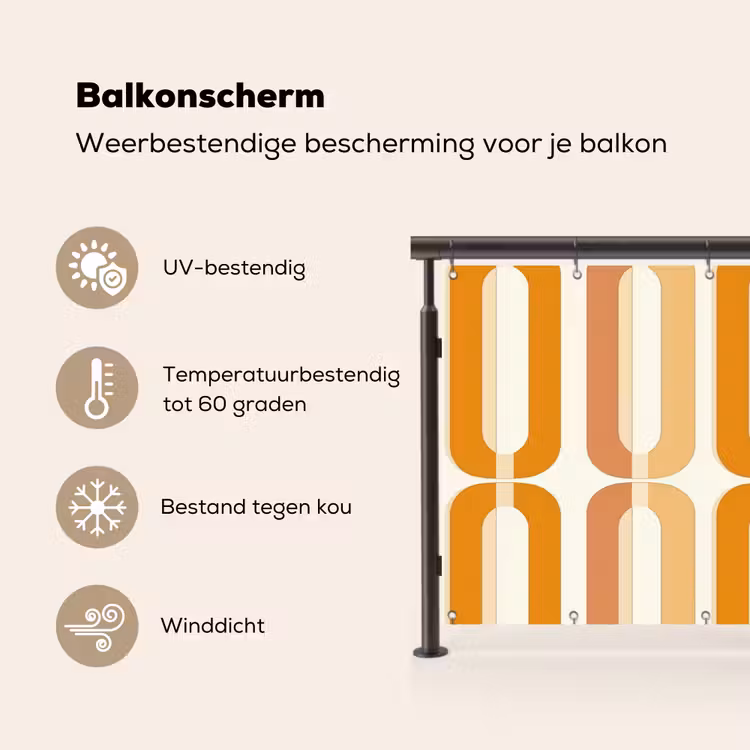 Balkonscherm - U-vorm - Retro - Oranje — 3