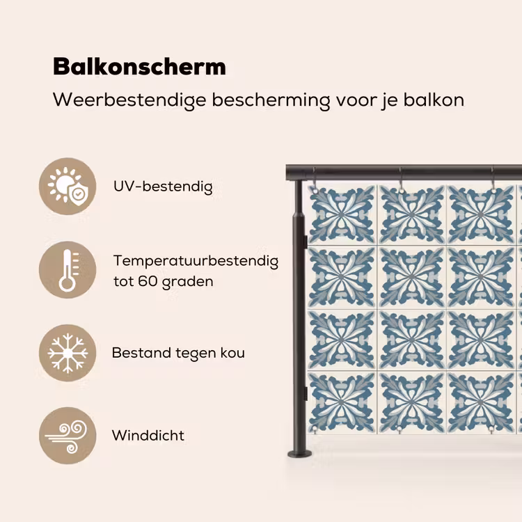 Balkonscherm - Dessin - Tegel - Blauw — 3