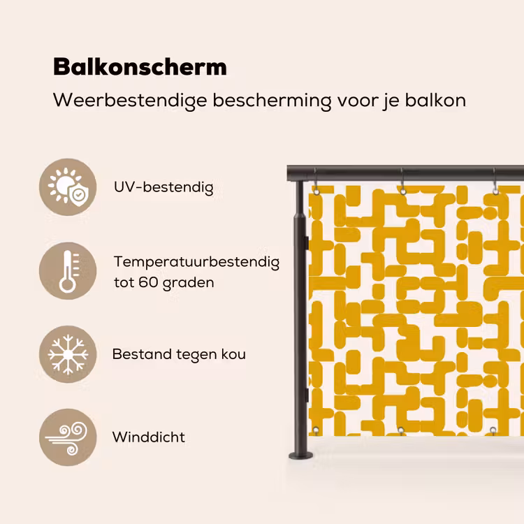 Balkonscherm - Geel - Beige - Patroon — 3