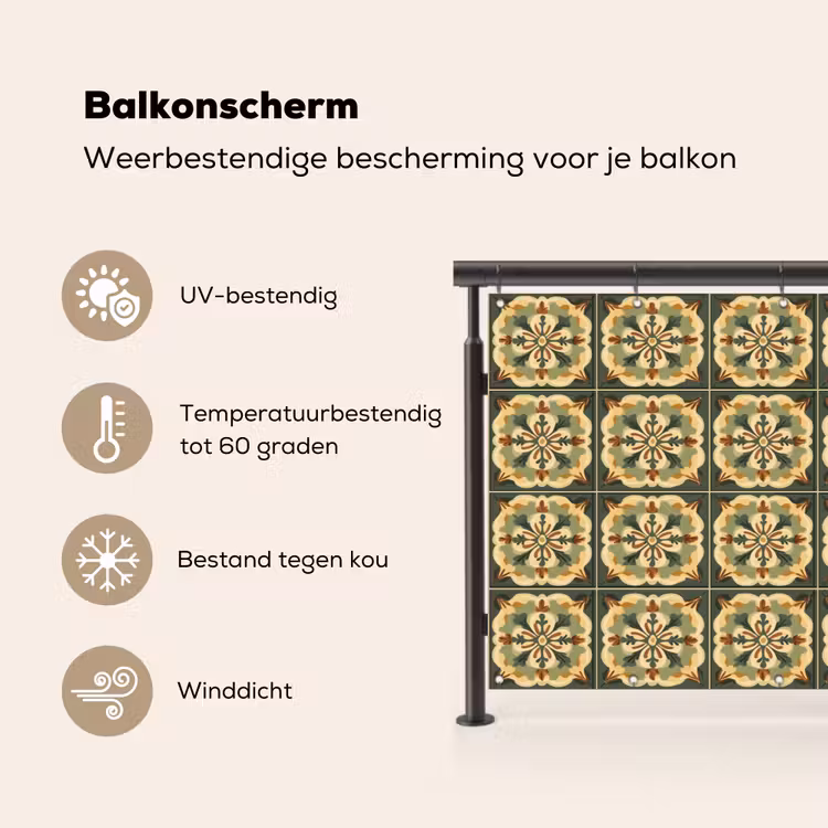 Balkonscherm - Ornament - Patroon - Groen — 3