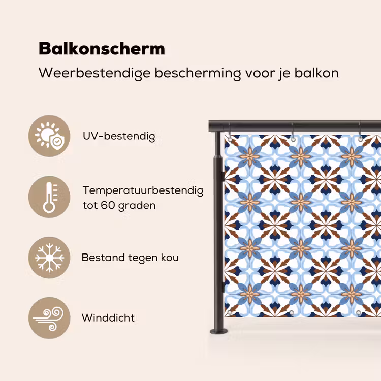 Balkonscherm - Ornament - Tegel - Kleurrijk — 3