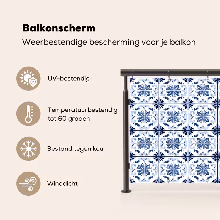 Balkonscherm - Patroon - Tegel - Blauw — 3