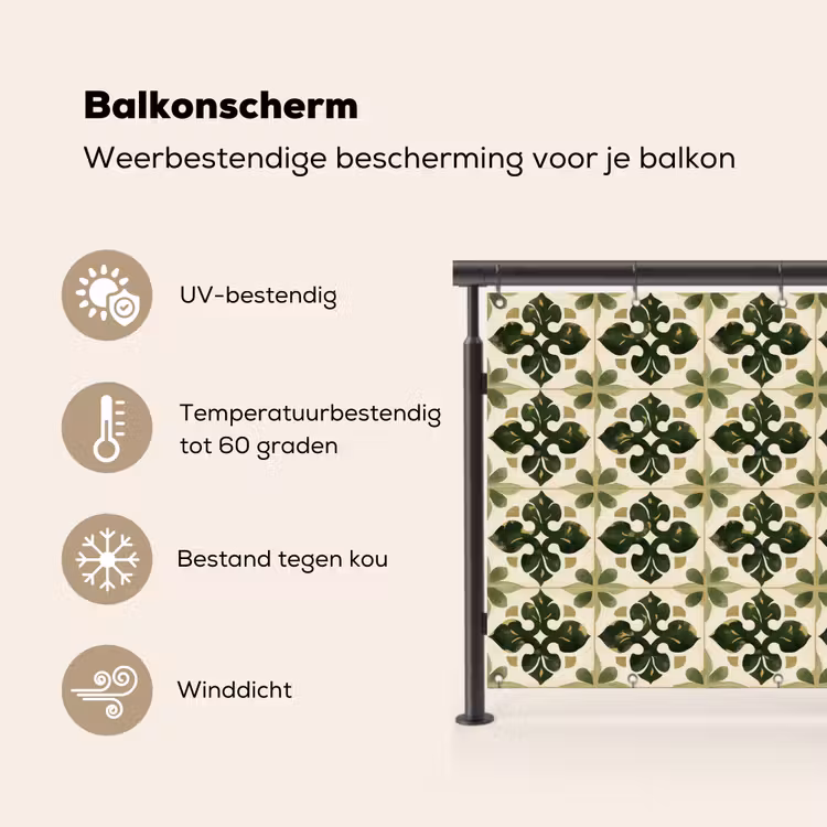 Balkonscherm - Patroon - Tegel - Groen — 3