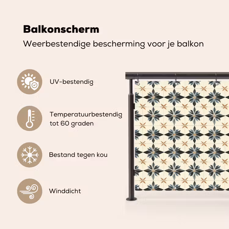 Balkonscherm - Sierlijk - Ornament - Blauw — 3