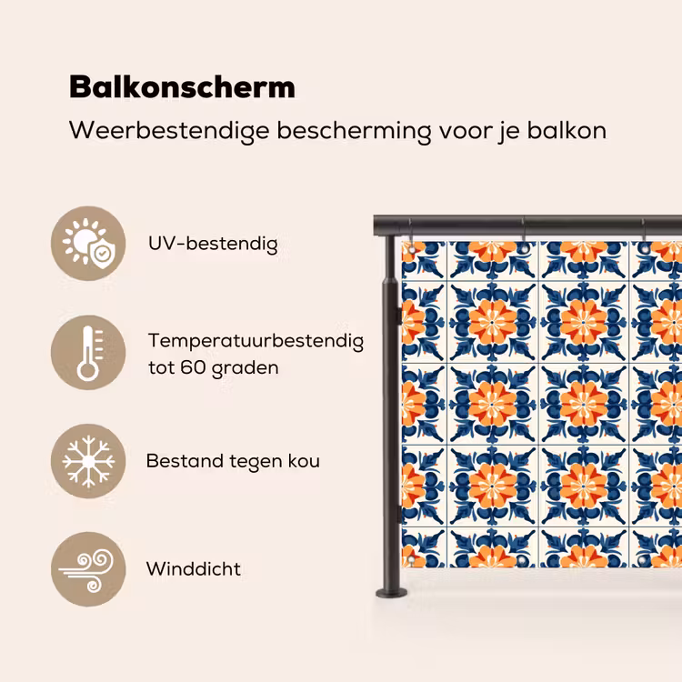 Balkonscherm - Traditioneel - Tegel - Oranje — 3