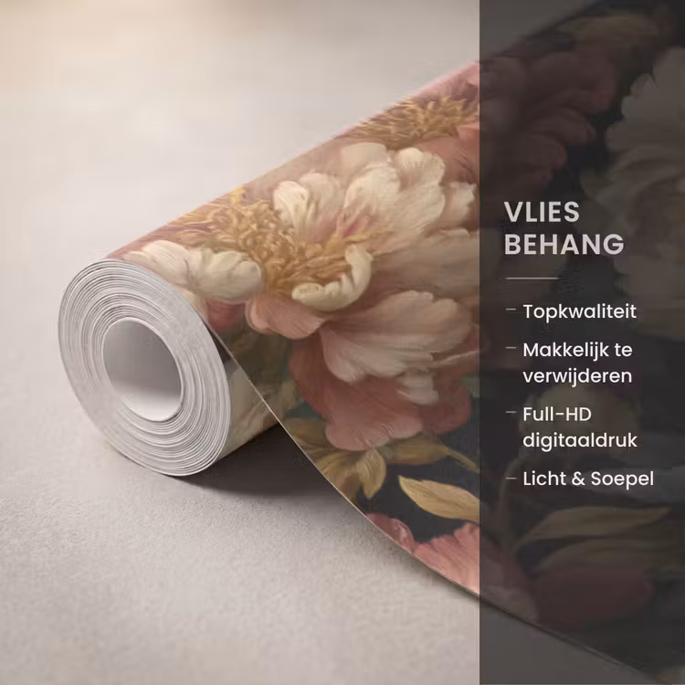 Behang - Bloemen - Barok - Patroon - Roze - Crème — 3
