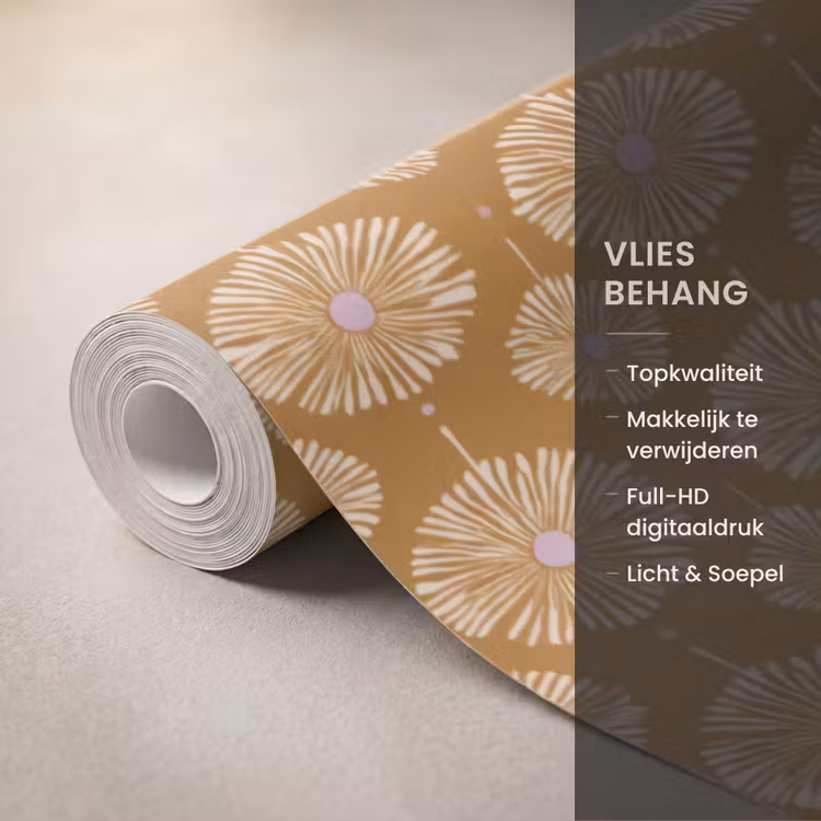 Behang - Bloemen - Modern - Oker — 3