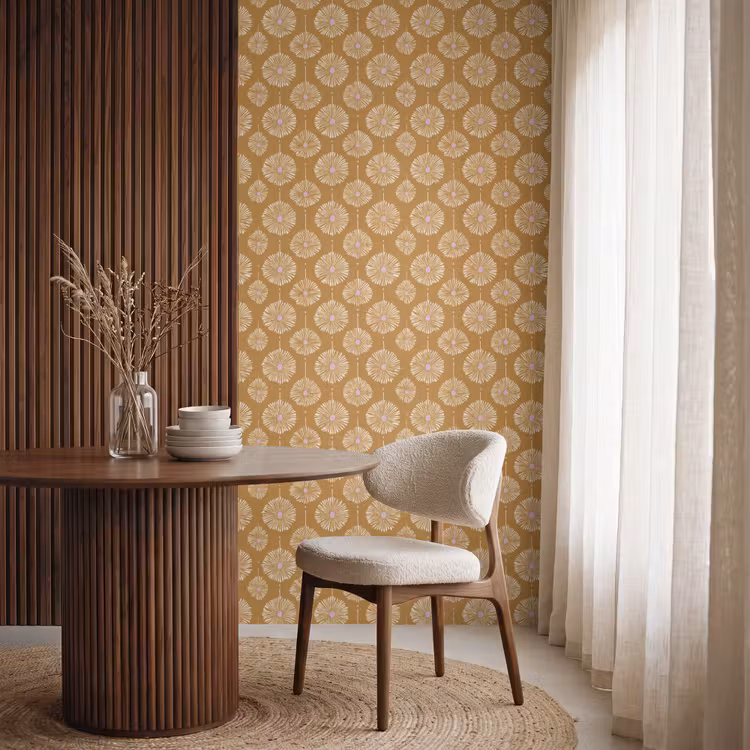 Behang - Bloemen - Modern - Oker — 4