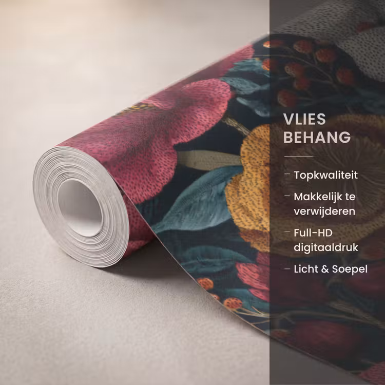 Behang - Bloemen - Patroon - Rood - Goud — 3