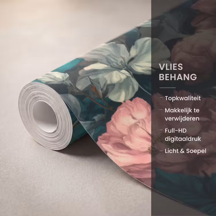 Behang - Bloemen - Schilderachtig - Patroon - Roze — 3