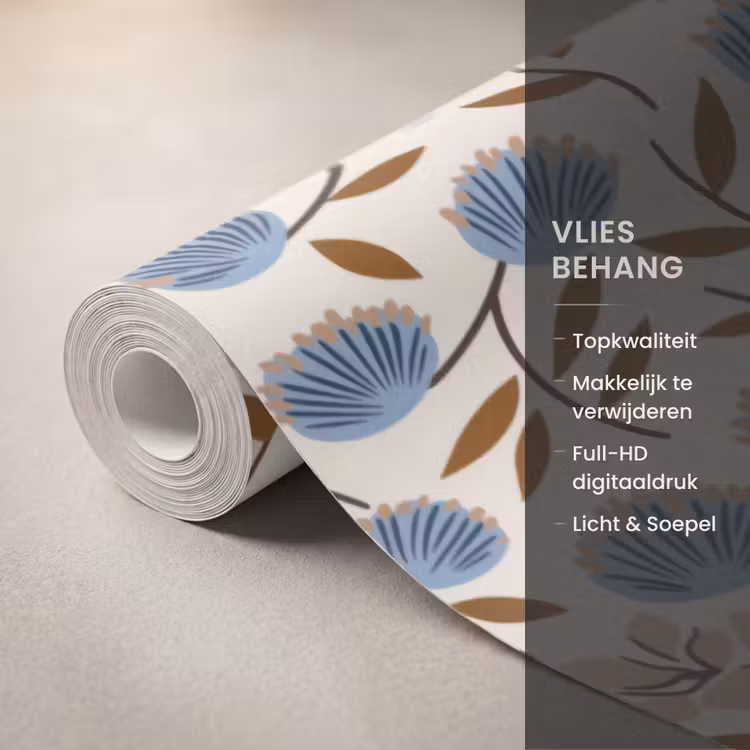 Behang - Bloemen - Wild - Blauw — 3