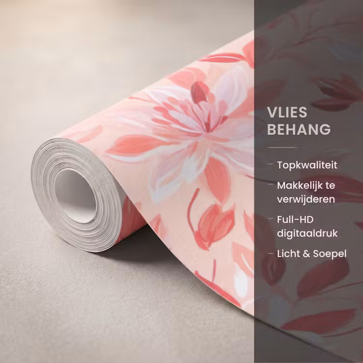 Behang - Botanisch - Bloemen - Rood — 3