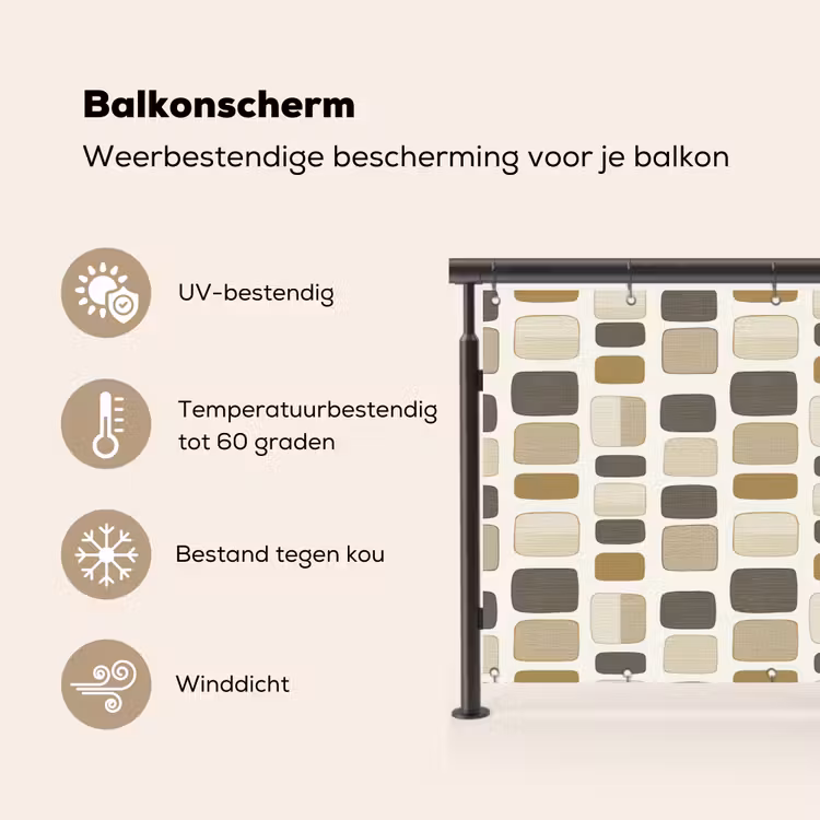 Balkonscherm - Blokken - Vintage - Grijs — 3