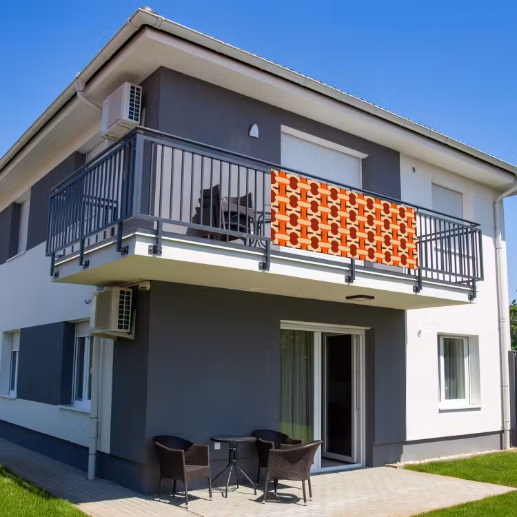 Balkonscherm - Geometrisch - Retro - Oranje — 2