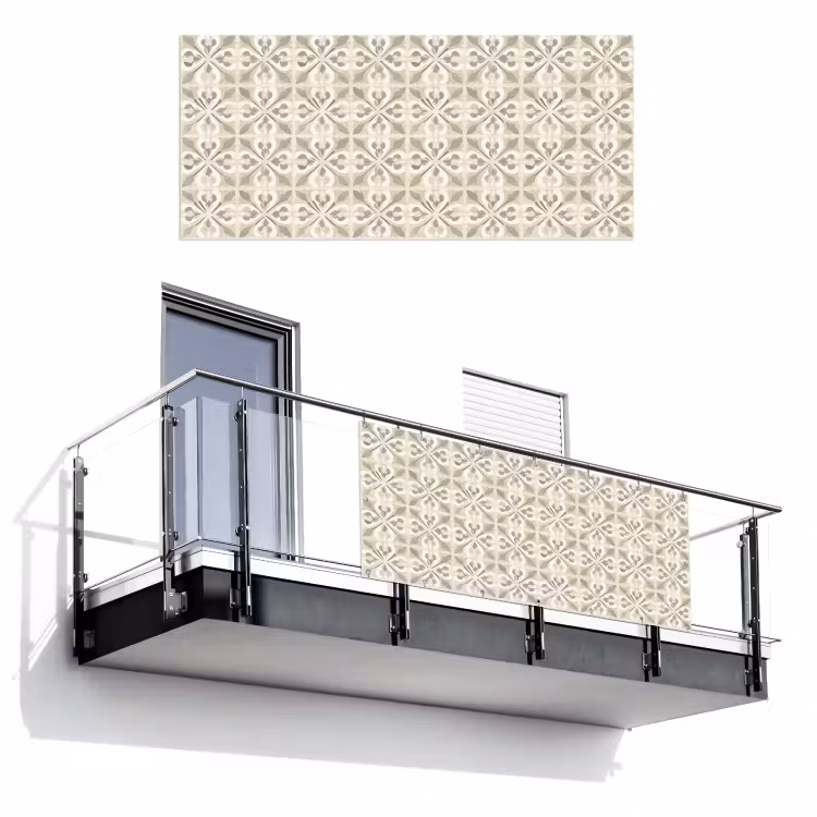 Balkonscherm - Tegel - Motief - Beige — 1