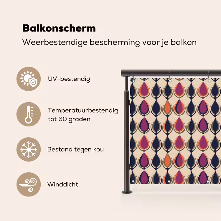 Balkonscherm - Vintage - Retro - Kleurrijk — 3