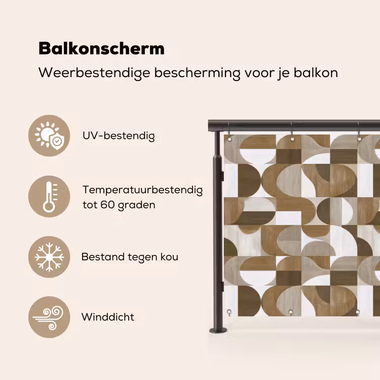 Balkonscherm - Abstract - Retro - Bruin — 3