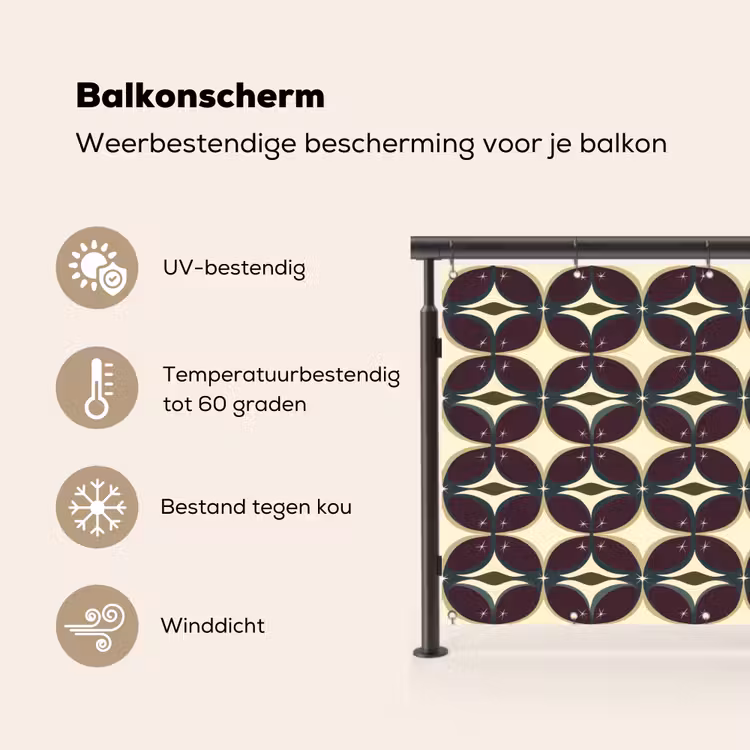 Balkonscherm - Cirkel - Retro - Kleurrijk — 3