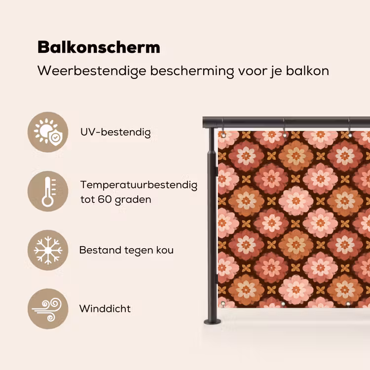 Balkonscherm - Geometrisch - Bloemen - Kleurrijk — 3