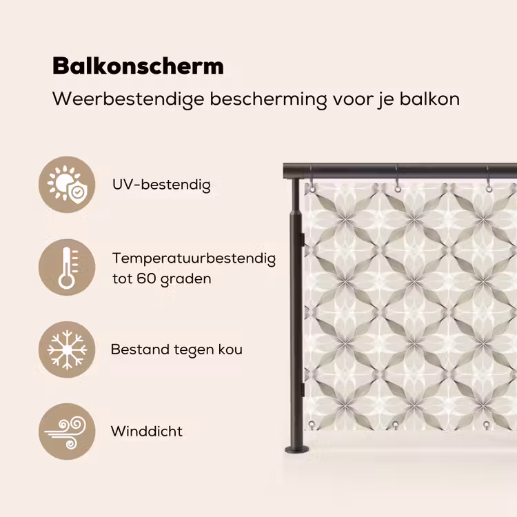 Balkonscherm - Grafisch - Patroon - Grijs — 3