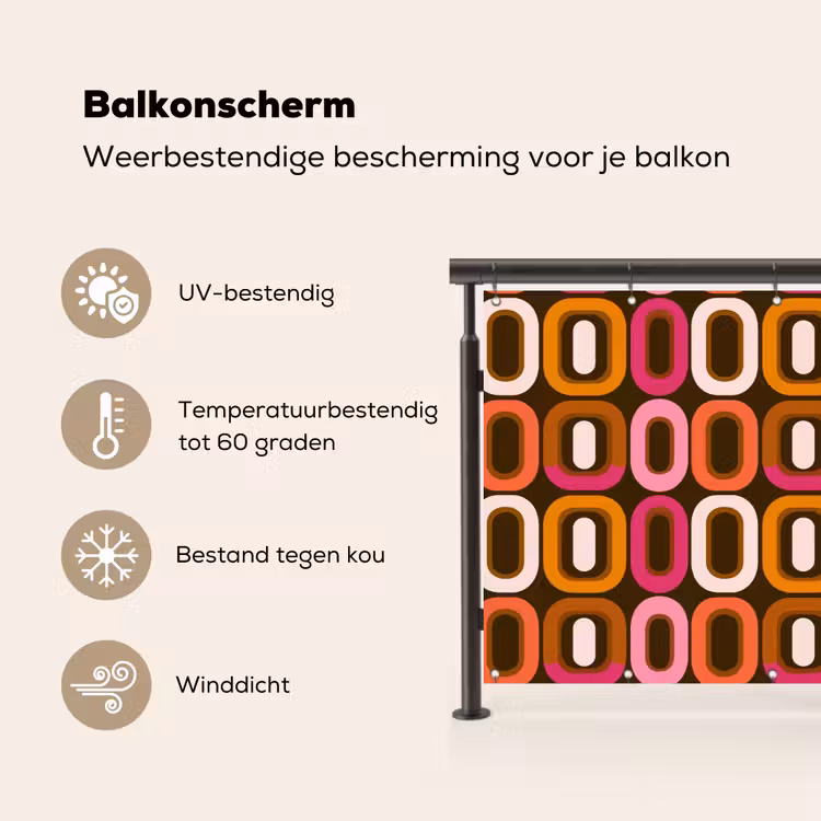 Balkonscherm - Modern - Retro - Kleurrijk — 3