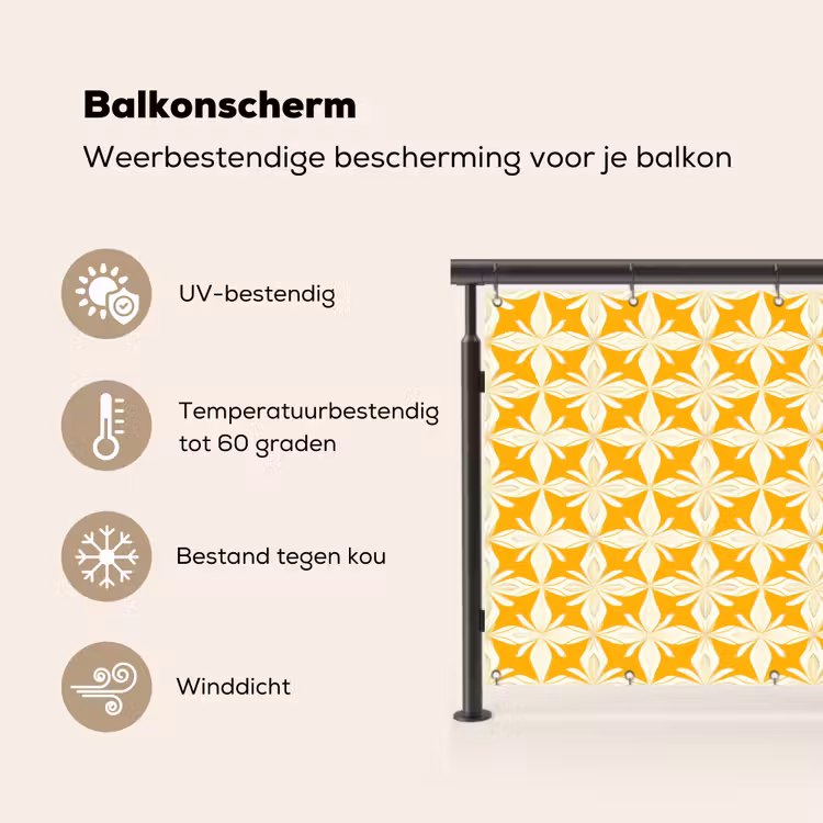 Balkonscherm - Patroon - Retro - Geel — 3