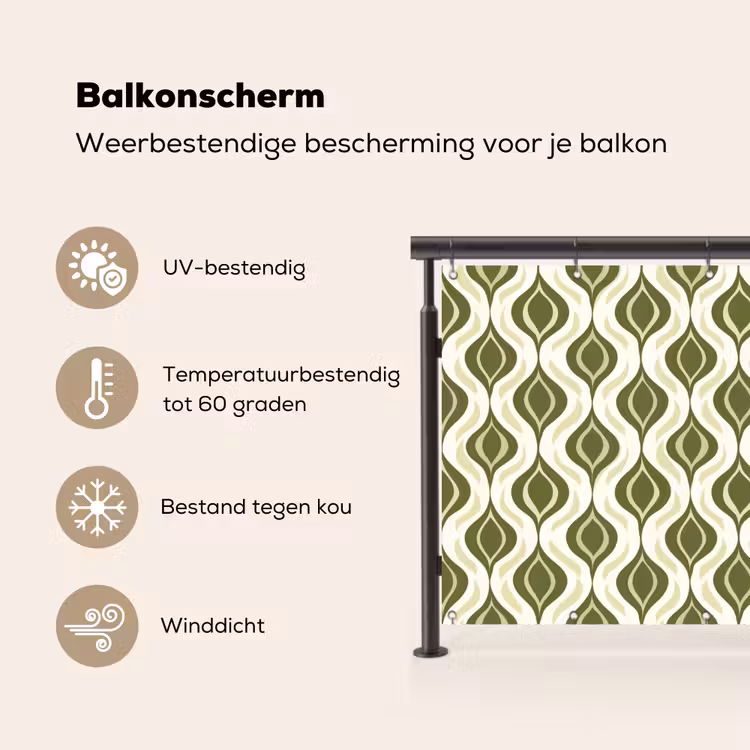 Balkonscherm - Patroon - Retro - Groen — 3