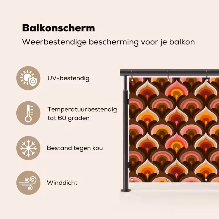 Balkonscherm - Patroon - Retro - Kleurrijk — 3