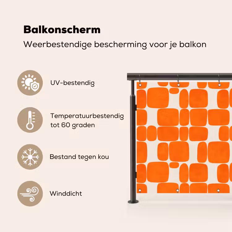 Balkonscherm - Patroon - Retro - Oranje — 3