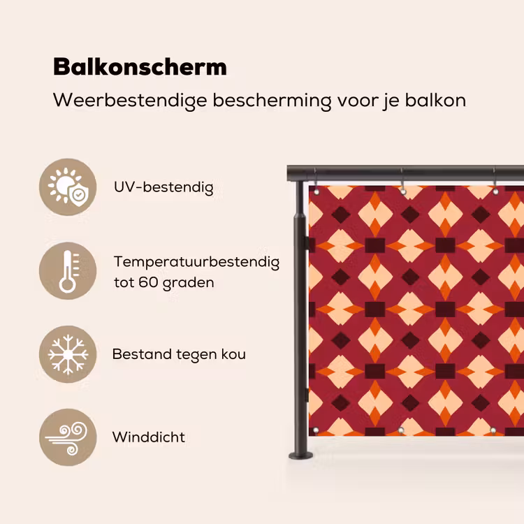 Balkonscherm - Retro - Patroon - Kleurrijk — 3