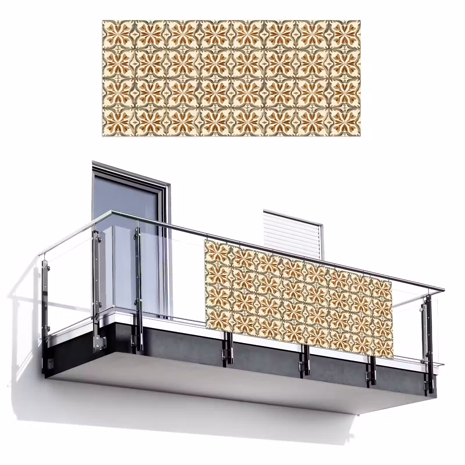 Balkonscherm - Siertegel - Patroon - Bruin — 1