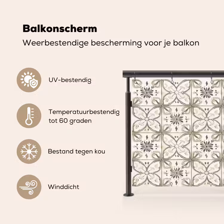 Balkonscherm - Antiek - Tegel - Beige — 3