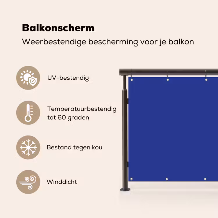 Balkonscherm - Blauw - Effen kleur - Donkerblauw — 3