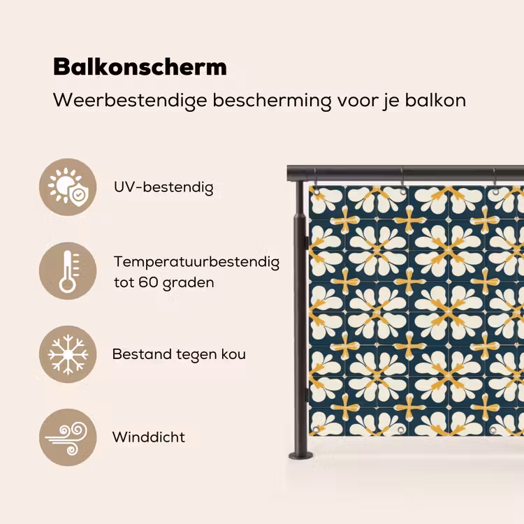 Balkonscherm - Motief - Tegel - Okergeel — 3