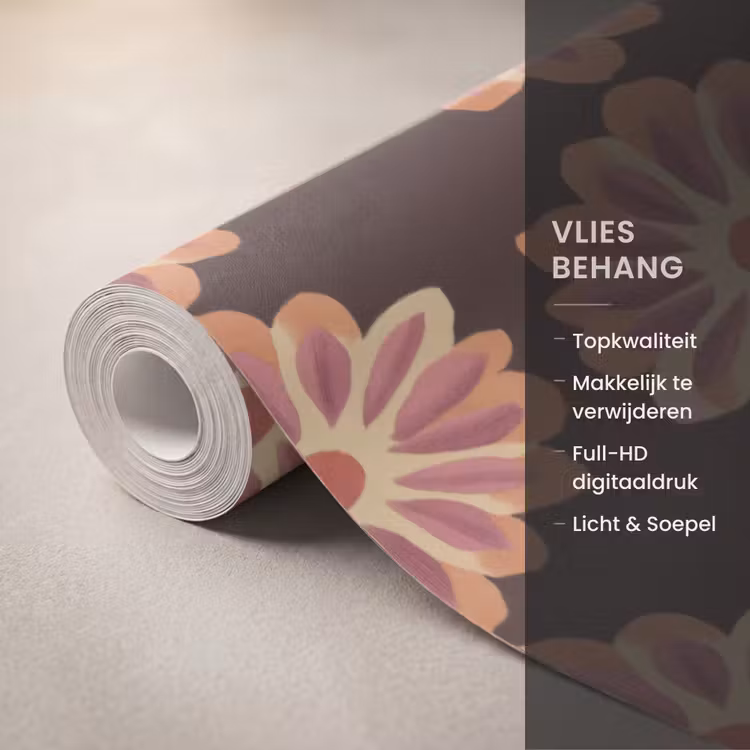 Behang - Bloemen - Patroon - Bruin — 3