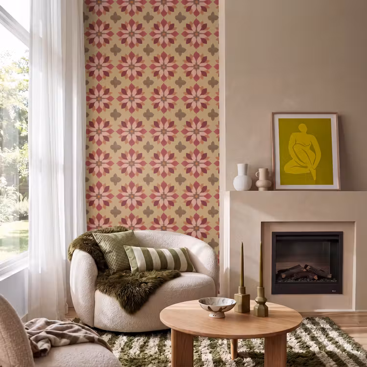 Behang - Bloemen - Retro - Groen — 1