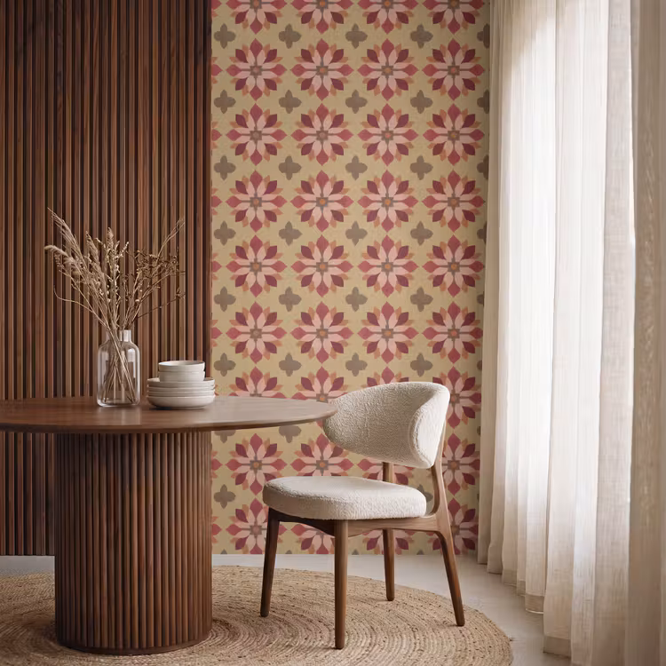 Behang - Bloemen - Retro - Groen — 4
