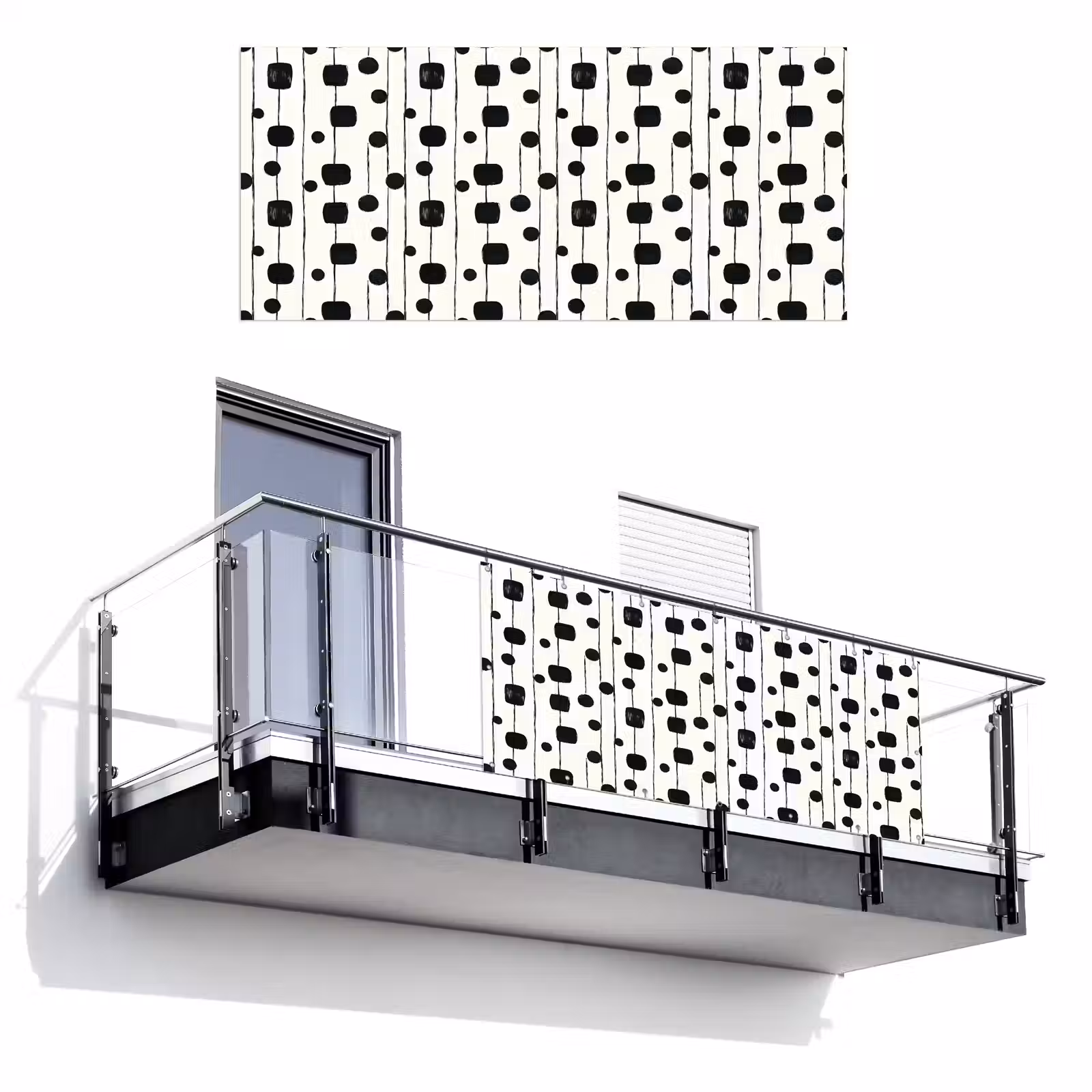 Balkonscherm - Grafisch - Modern - Zwart — 1