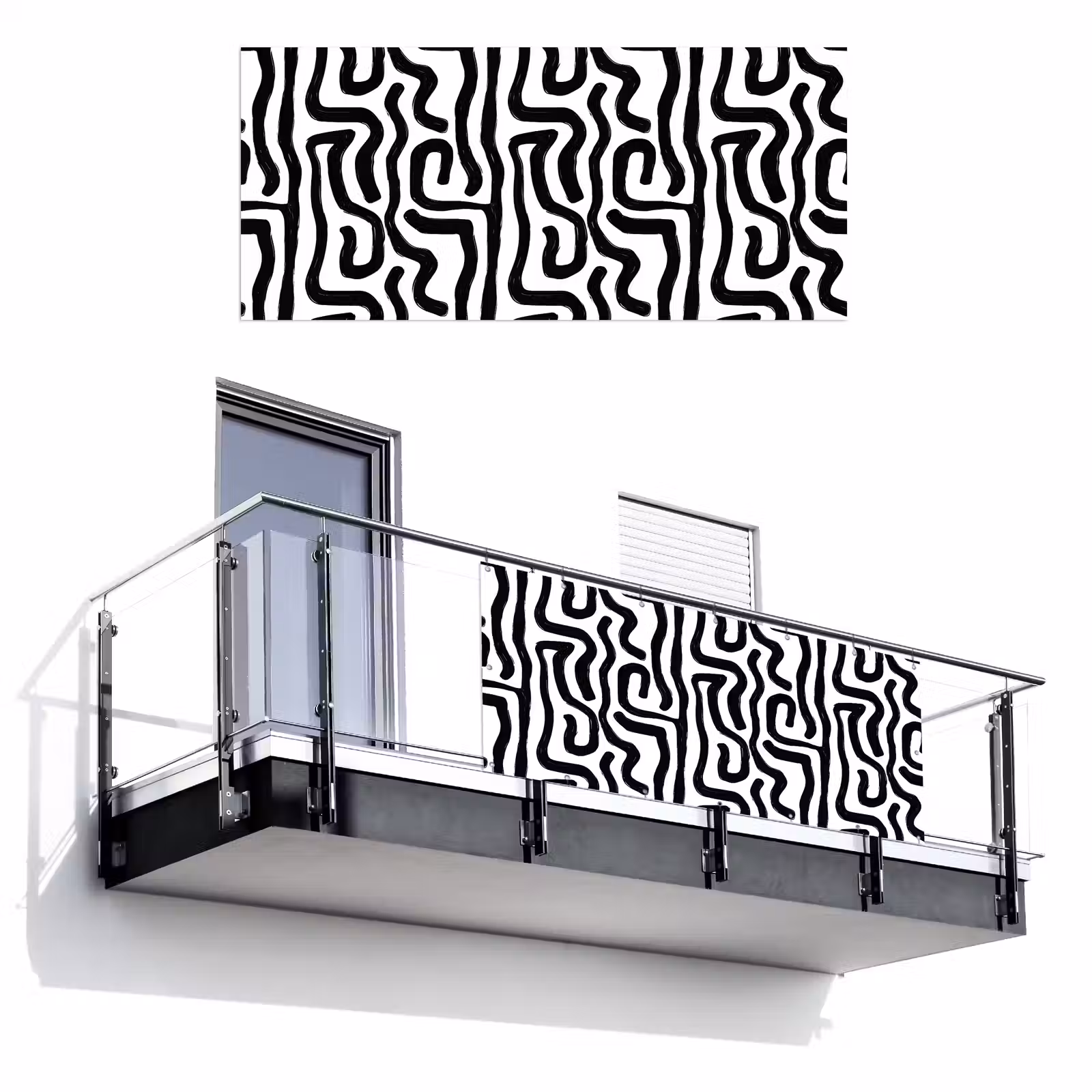 Balkonscherm - Modern - Lijnen - Zwart — 1
