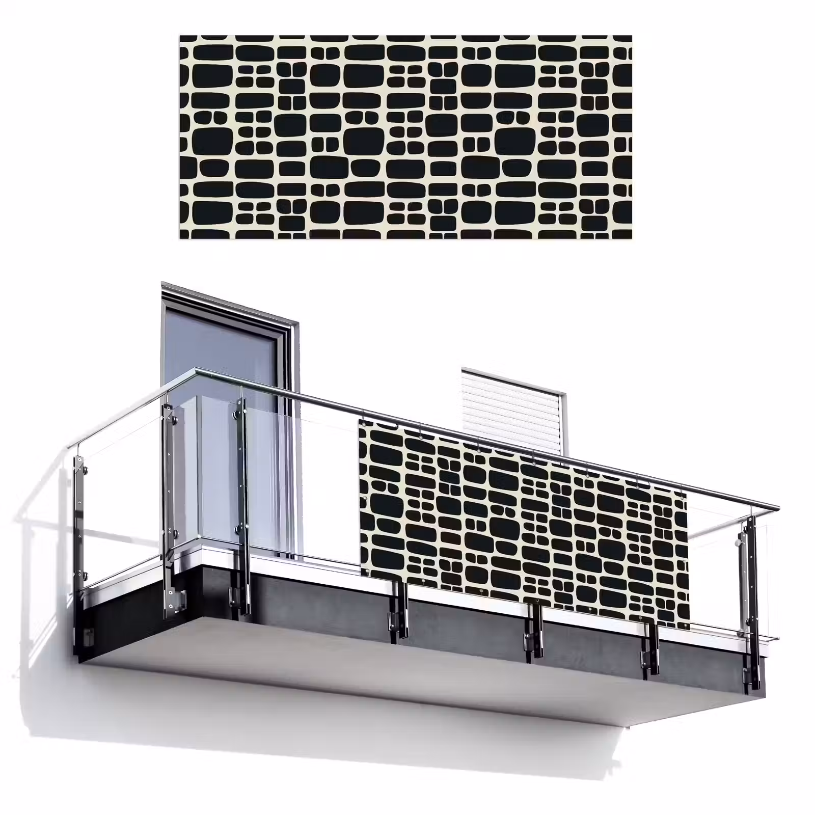 Balkonscherm - Modern - Organisch - Zwart — 1