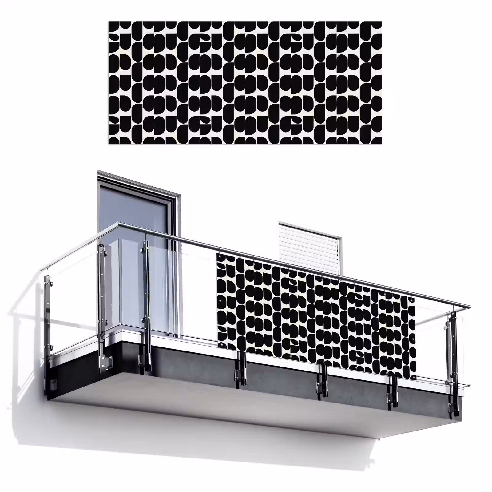 Balkonscherm - Modern - Patroon - Zwart — 1