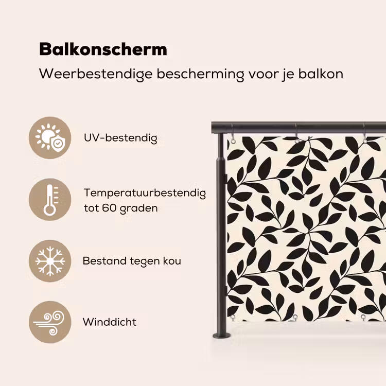Balkonscherm - Elegant - Patroon - Zwart - Beige — 3