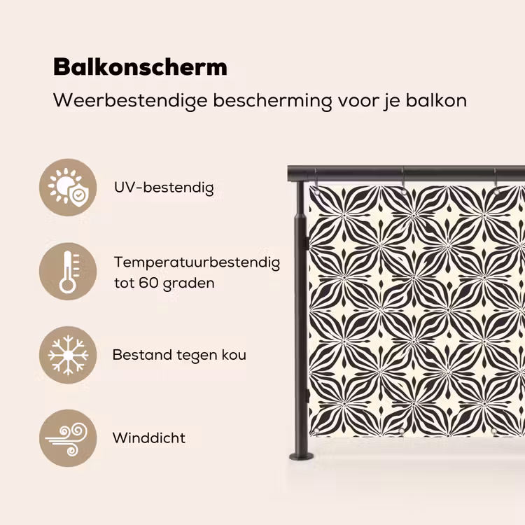 Balkonscherm - Grafisch - Patroon - Zwart — 3