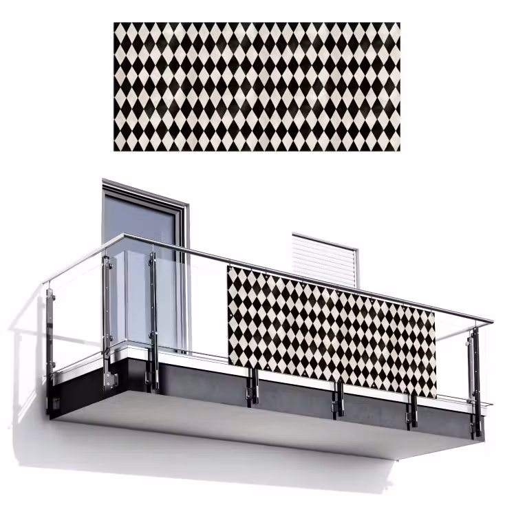 Balkonscherm - Klassiek - Patroon - Zwart — 1
