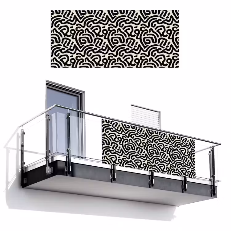 Balkonscherm - Modern - Abstract - Zwart — 1