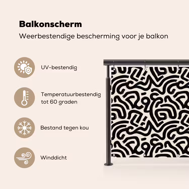 Balkonscherm - Modern - Abstract - Zwart — 3
