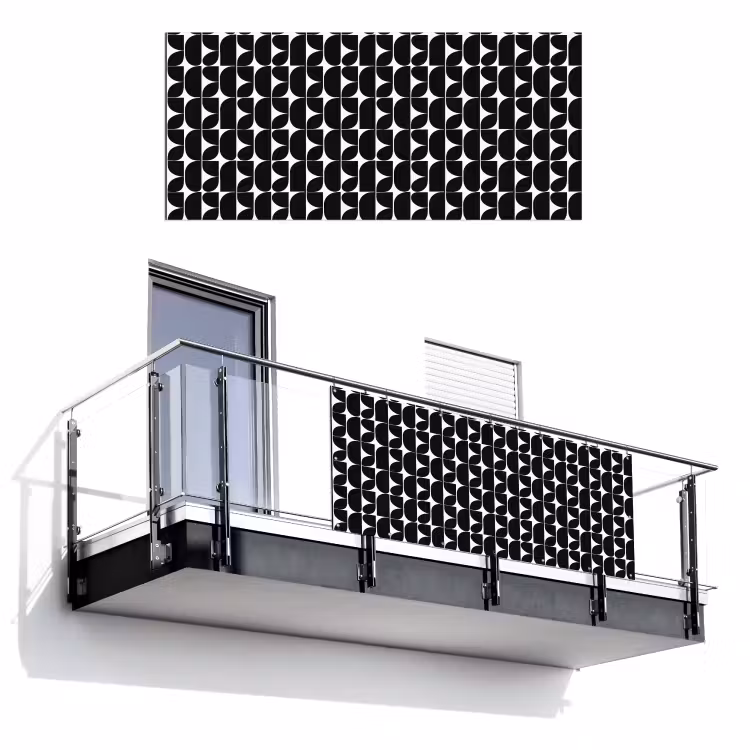 Balkonscherm - Modern - Geometrisch - Zwart — 1