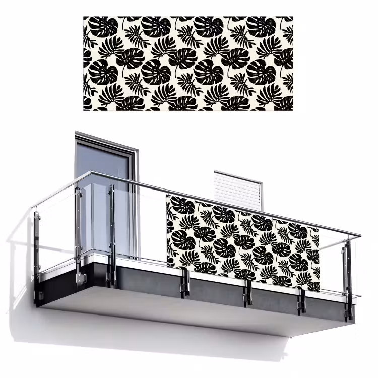Balkonscherm - Modern - Monstera - Zwart — 1