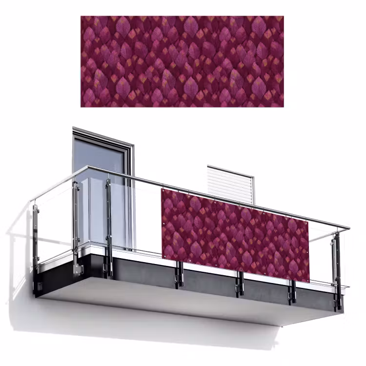 Balkonscherm - Bladeren - Patroon - Burgundy — 1